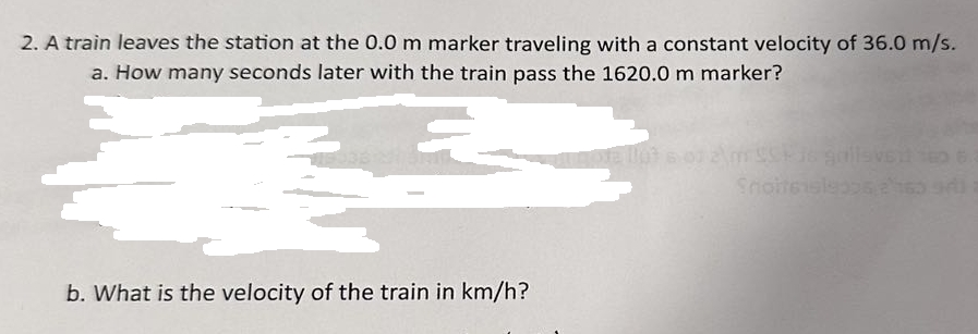 Solved A train leaves the station at the 0.0 ﻿m marker | Chegg.com