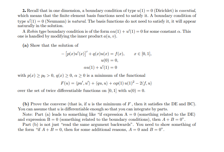 2. Recall that in one dimension, a boundary condition | Chegg.com