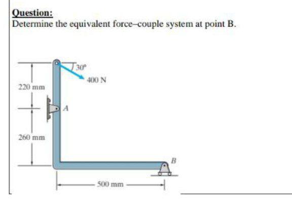 Solved Question: Determine The Equivalent Force-couple | Chegg.com