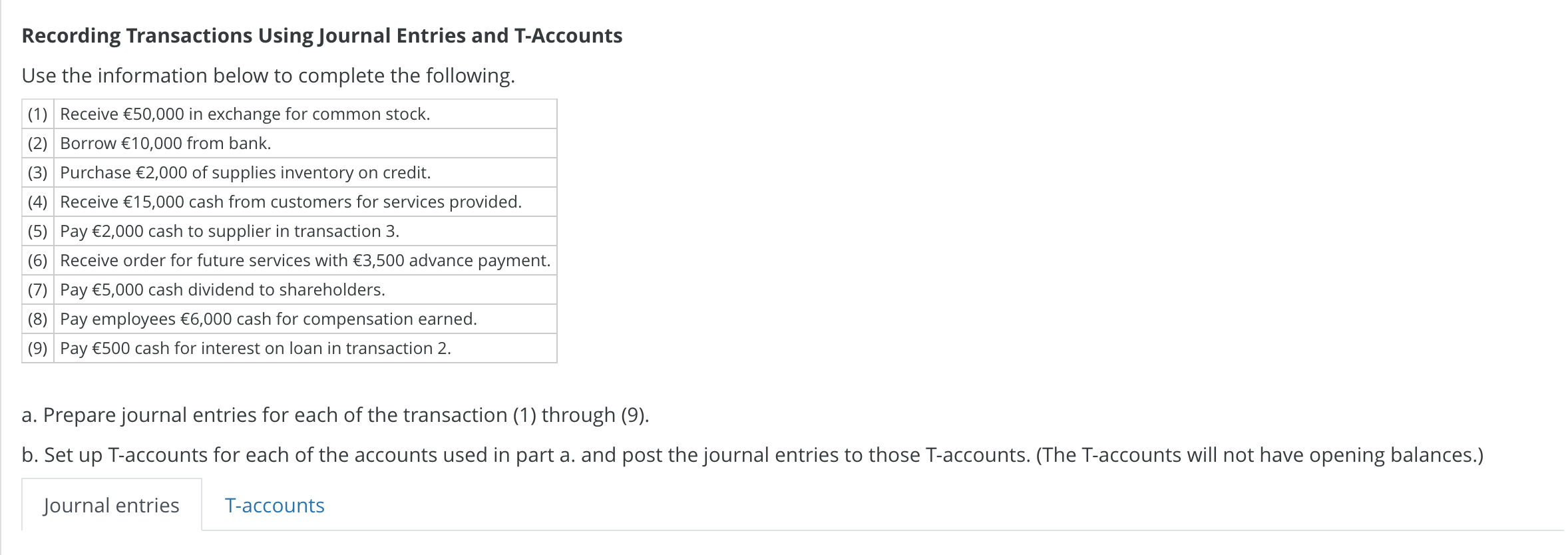 Solved Recording Transactions Using Journal Entries and