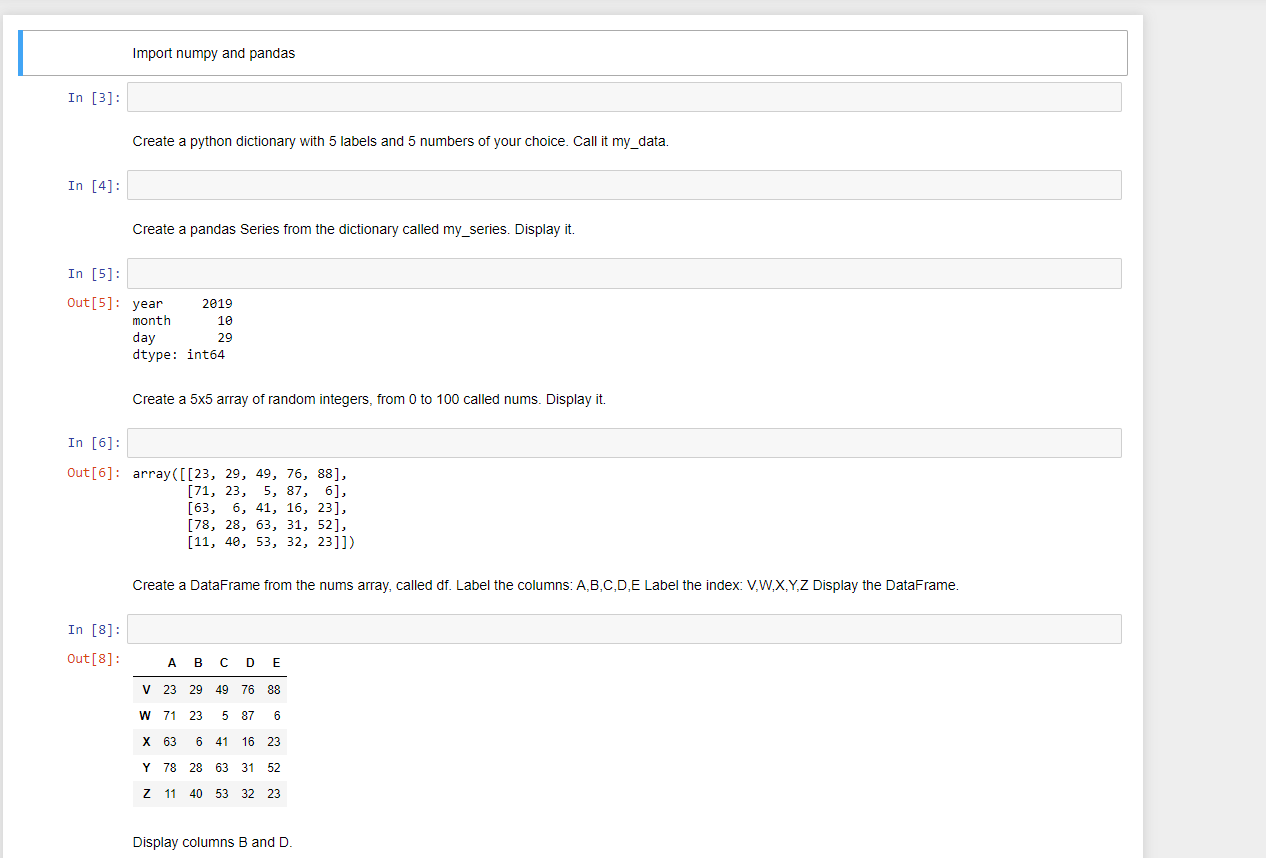 Solved Import numpy and pandas In [3]: Create a python | Chegg.com