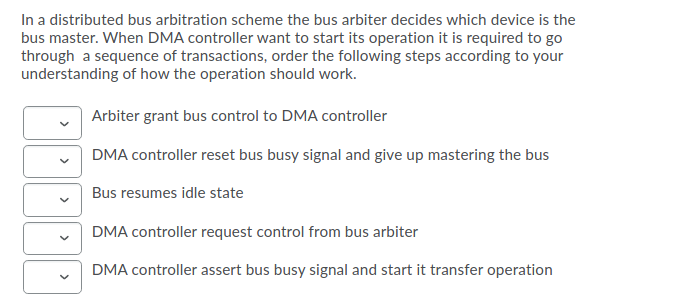 Solved In a distributed bus arbitration scheme the bus | Chegg.com