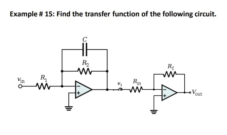 Solved Example # 15: Find the transfer function of the | Chegg.com