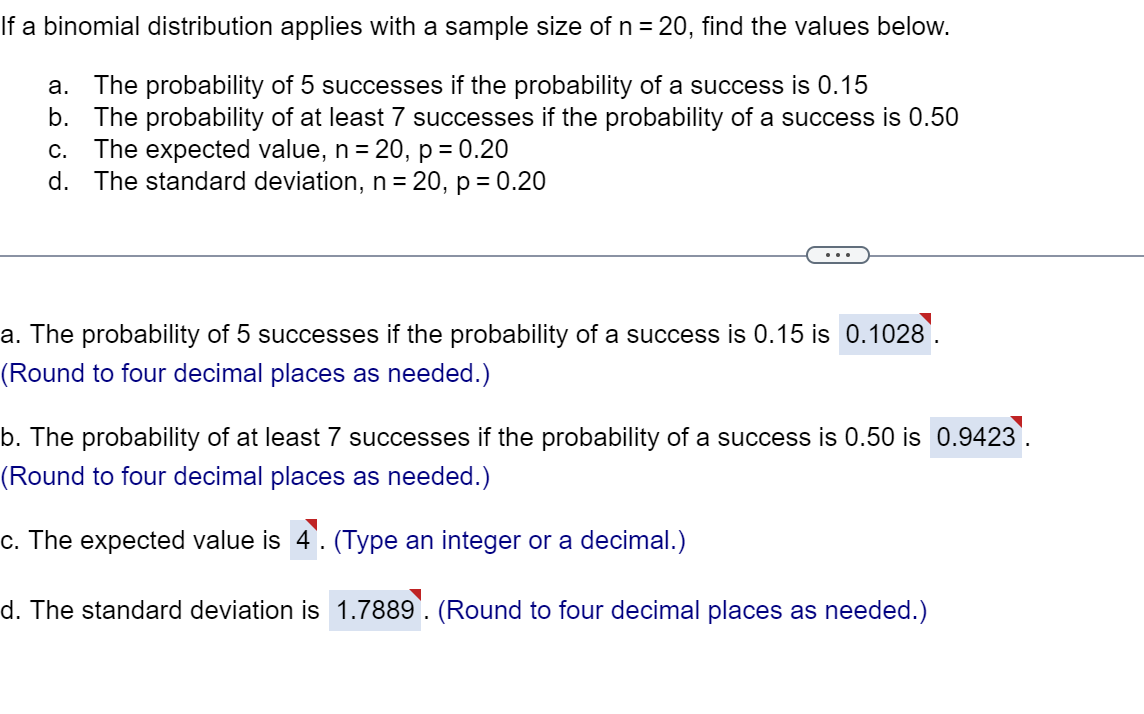 Solved f a binomial distribution applies with a sample size | Chegg.com