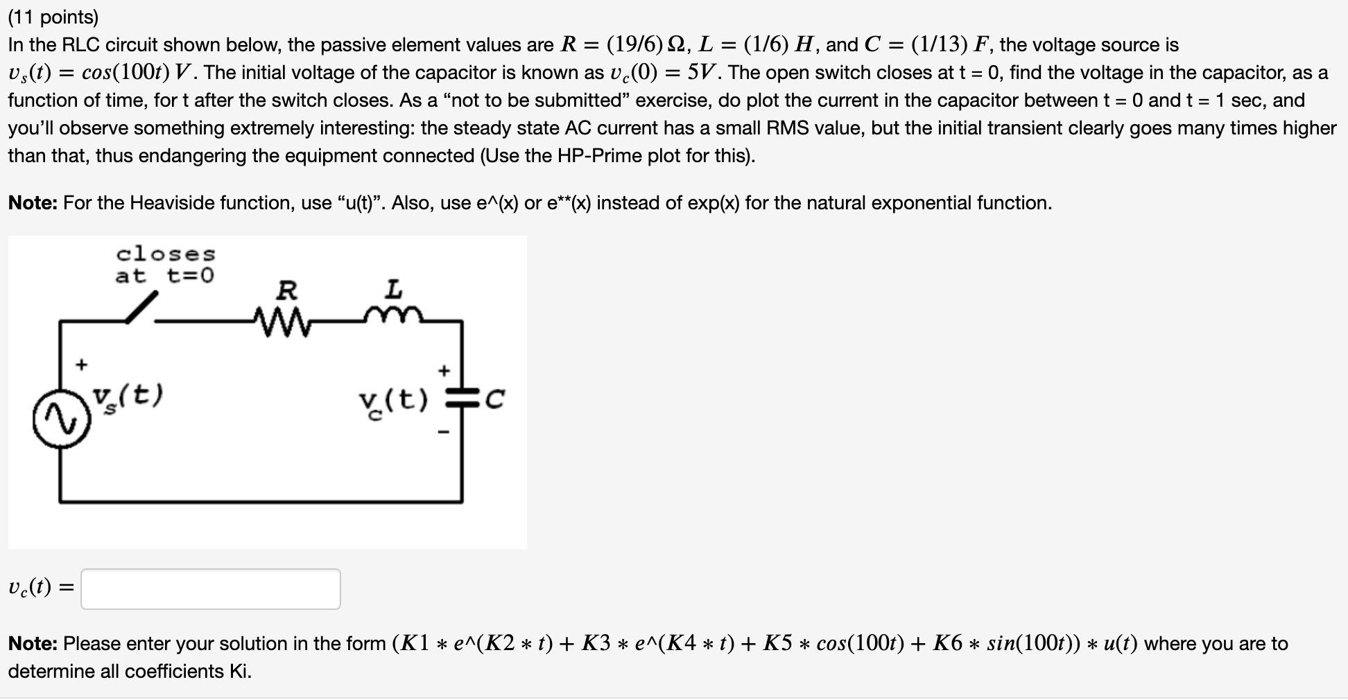 Solved 11 Points In The Rlc Circuit Shown Below The Pa Chegg Com