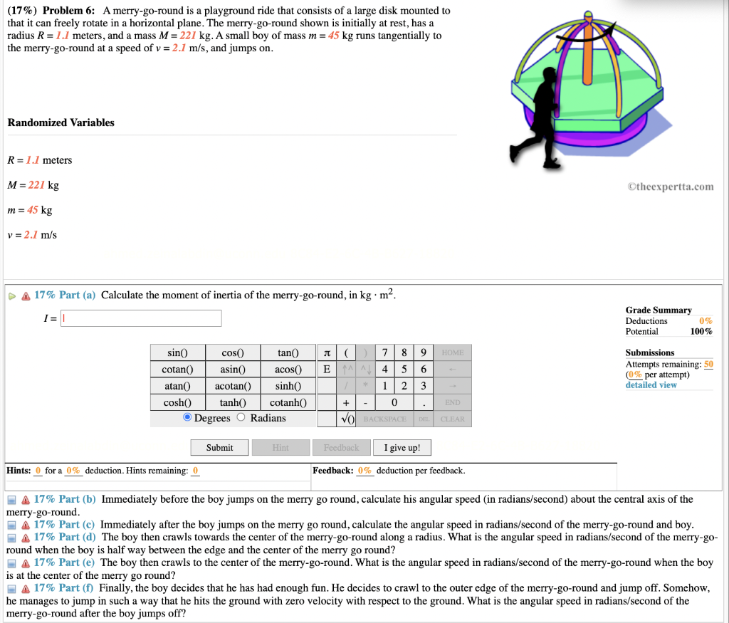 Solved (17%) Problem 6: A Merry-go-round Is A Playground | Chegg.com