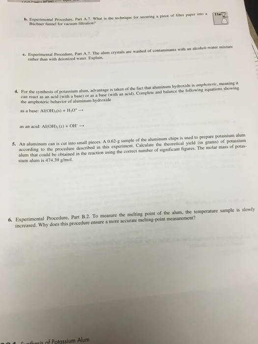 Solved I. An alum is a double salt consisting of a