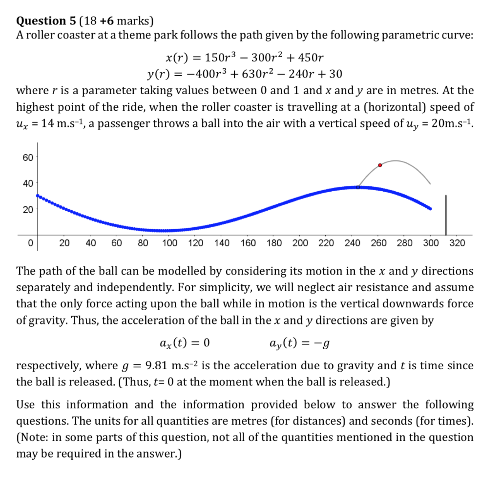 Question 5 (18 +6 marks) A roller coaster at a theme | Chegg.com