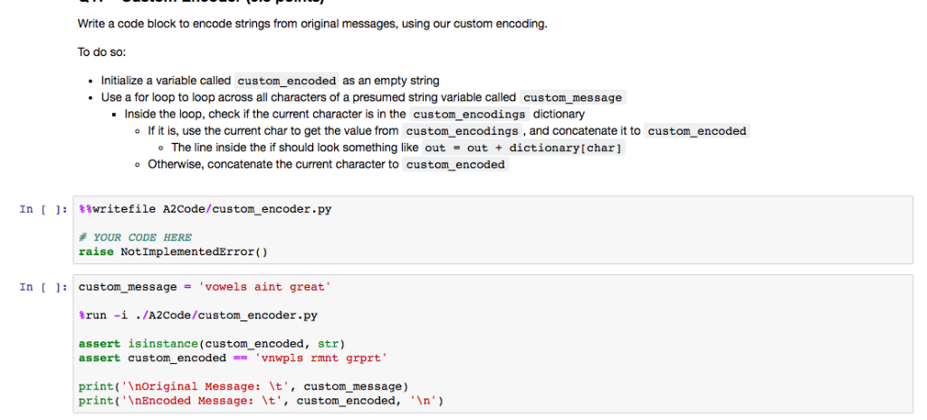 Write Code Block Encode Strings Original Messages Using Custom Encoding ...