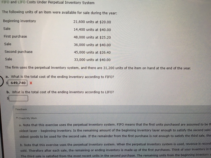 Solved FIFO and LIFO Costs Under Perpetual Inventory System | Chegg.com
