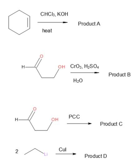 Solved heat CHCl3,KOH Product A 2 | Chegg.com