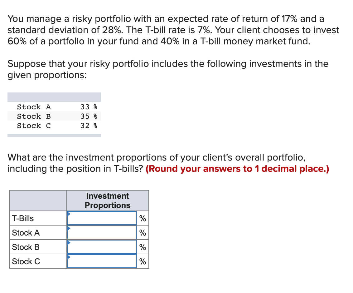Solved You manage a risky portfolio with an expected rate of | Chegg.com