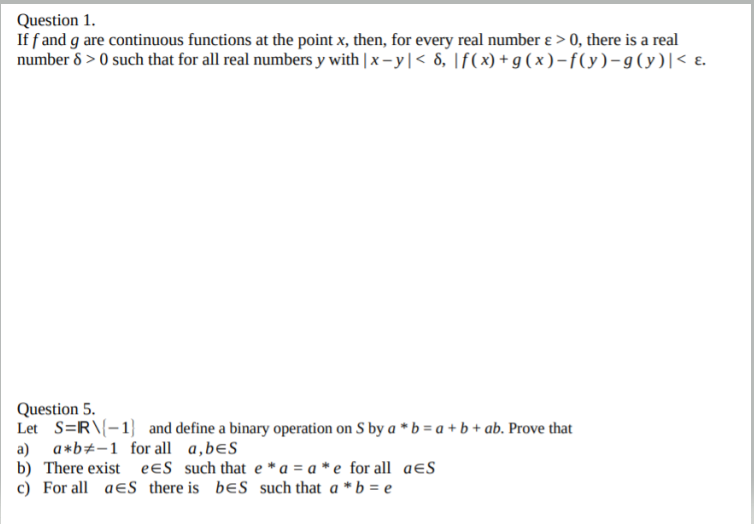 Solved 1 If F And G Are Continuous Functions At The Poin Chegg Com