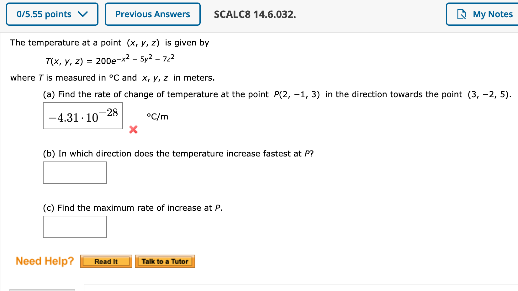solved refer to the figure below. a change from point... Solved 0/5.55 points v. Previous Answers SCALC8 14.6.032. My | Chegg.com