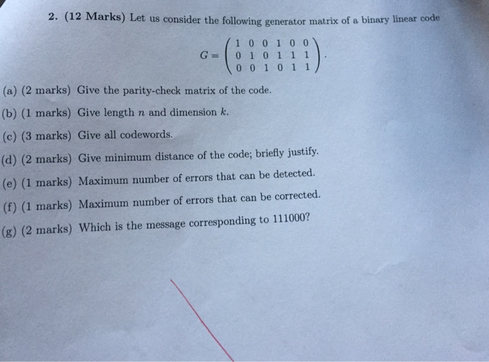 Solved 2. (12 Marks) Let us consider the following generator | Chegg.com