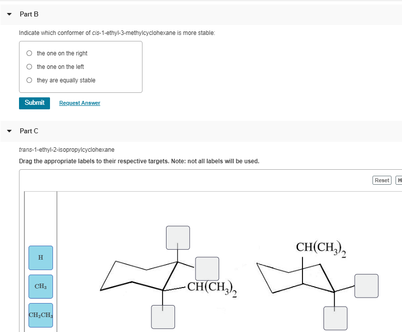 Solved cis-1-ethyl-3-methylcyclohexane Drag the appropriate | Chegg.com