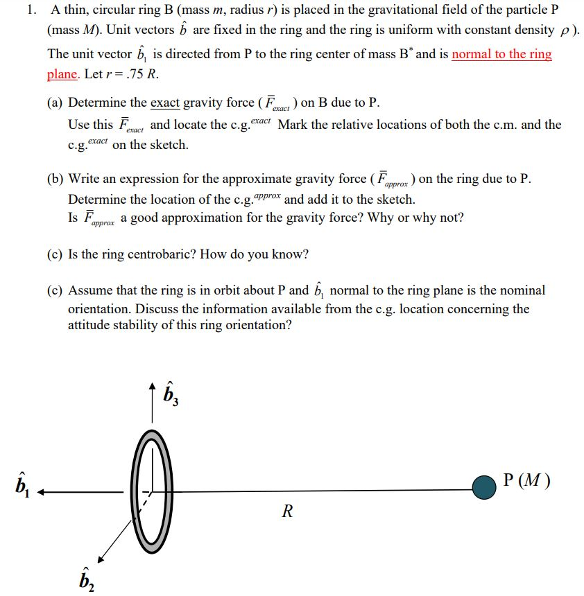 Gravitational field intensity due to circular ring of mass M and tradius R  a point distance lg' from the center and on the auis of ring is given as: ?