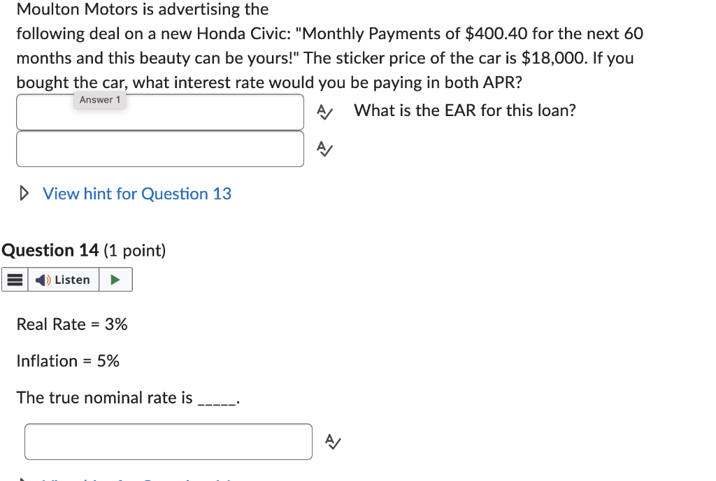 Solved Moulton Motors is advertising the following deal on a