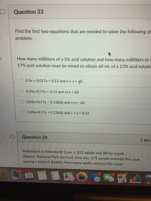 Solved D Question 33 Find the first two equations that are | Chegg.com