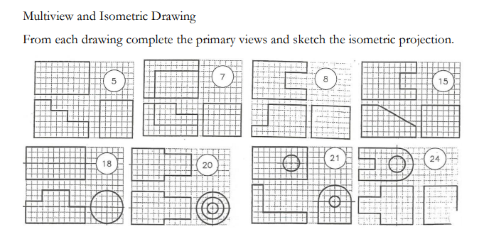 Solved Multiview and Isometric Drawing From each drawing | Chegg.com