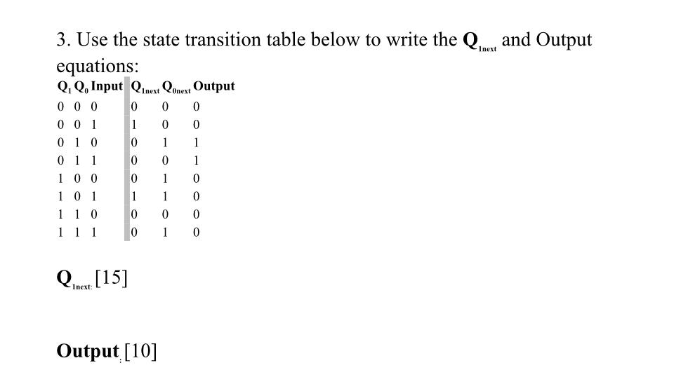 Solved Use The State Transition Table Below To Write The 3531