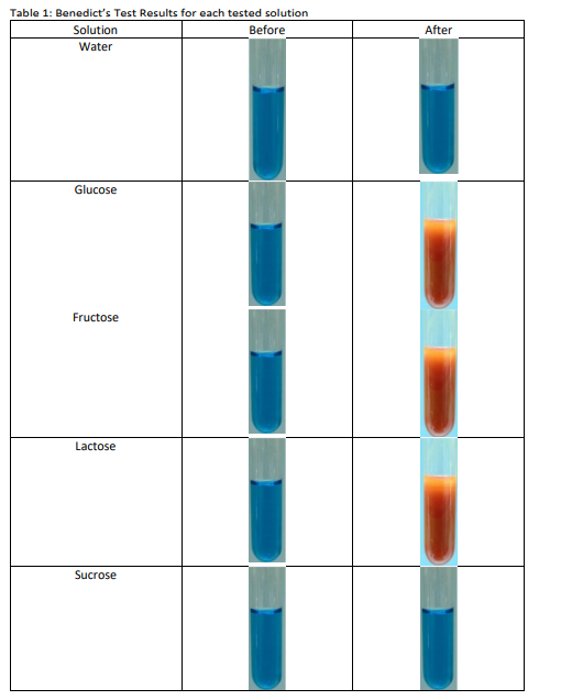Table 1 Benedict S Test Results For Each Tested S Chegg Com