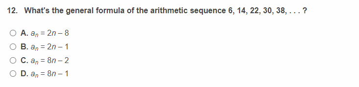 Solved 12. What's the general formula of the arithmetic | Chegg.com