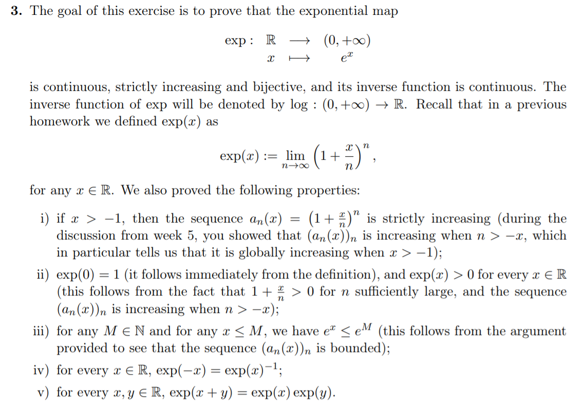 Solved 3. The goal of this exercise is to prove that the | Chegg.com