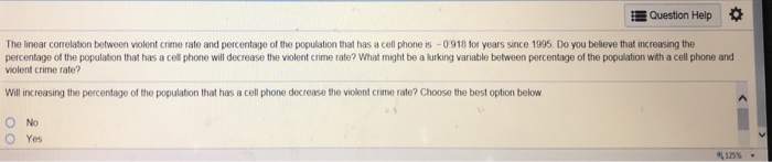 SOLVED THE LINEAR CORRELATION BETWEEN VIOLENT CRIME RATE AND visual data 6