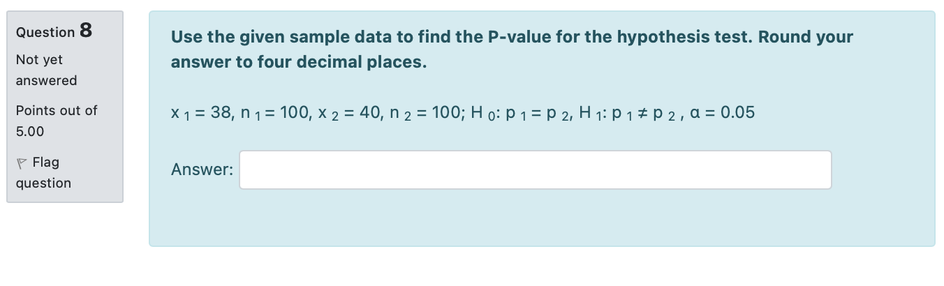 Solved Question 8 Use the given sample data to find the | Chegg.com