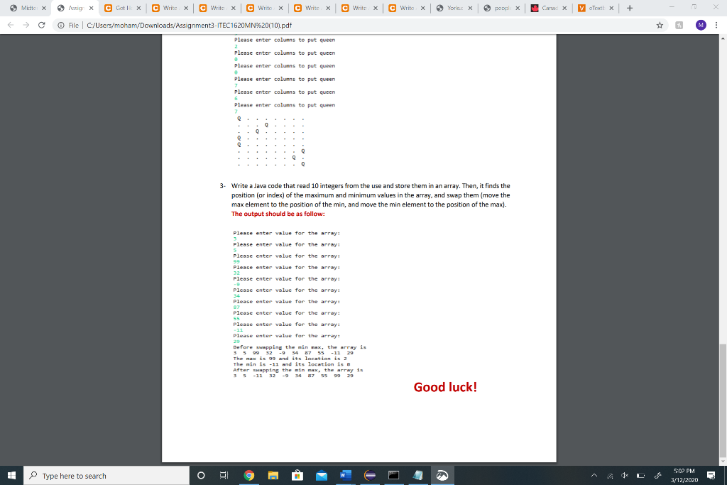 Solved solve question 3 and make sure the code outputs the | Chegg.com