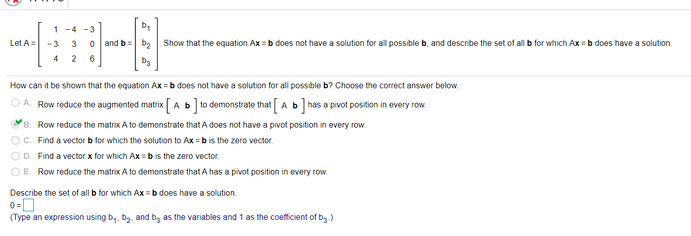 Solved 1 -4 -3 1 Let A = 3 3 0 and b = b 2 Show that the | Chegg.com