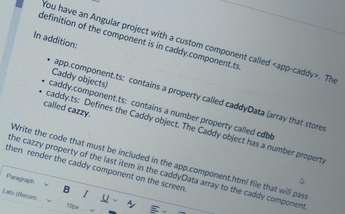 You have an Angular project with a custom component | Chegg.com