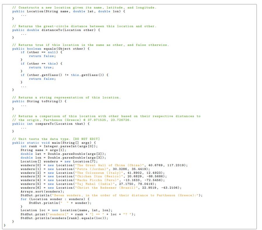 Solved Exercise 2. (Comparable Geo Location) Implement an | Chegg.com