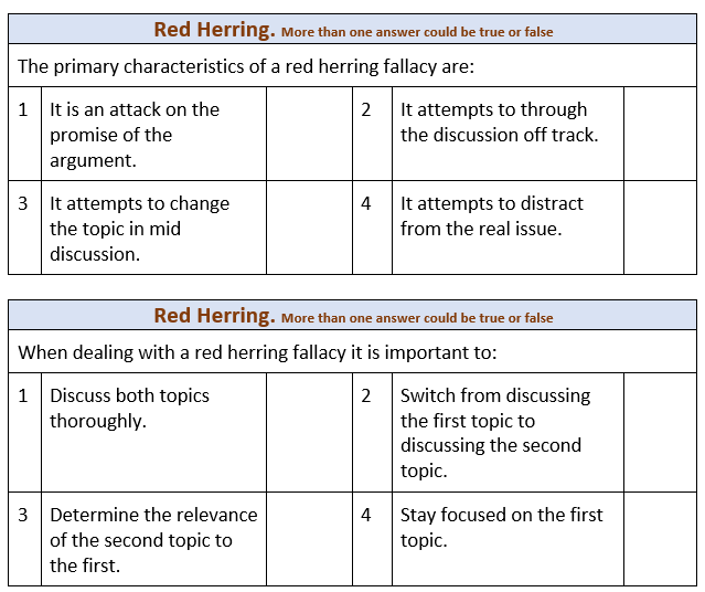 Solved Red Herring. More than one answer could be true or