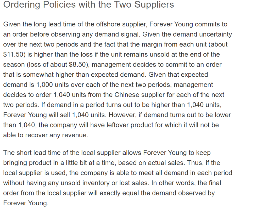 case study the sourcing decision at forever young