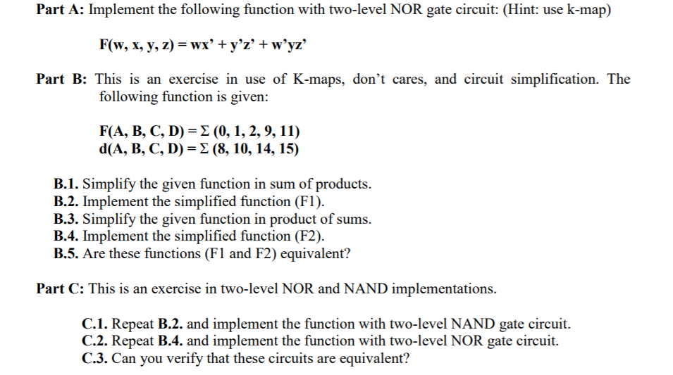 Solved Part A: Implement The Following Function With | Chegg.com