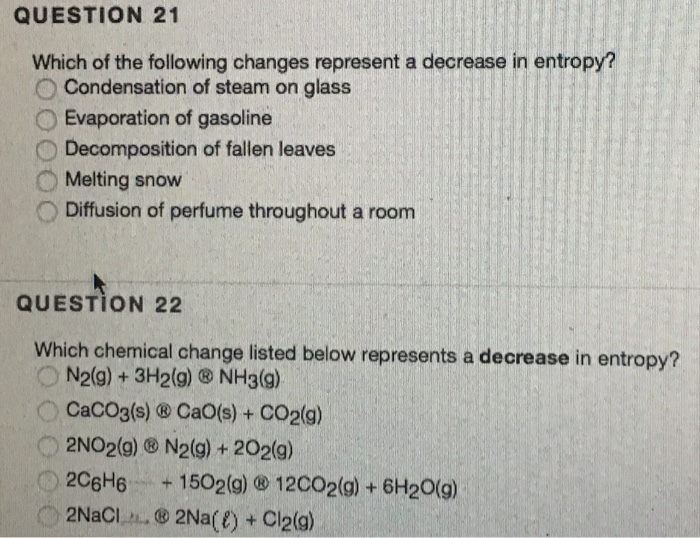Solved Which of the following changes represent a decrease | Chegg.com