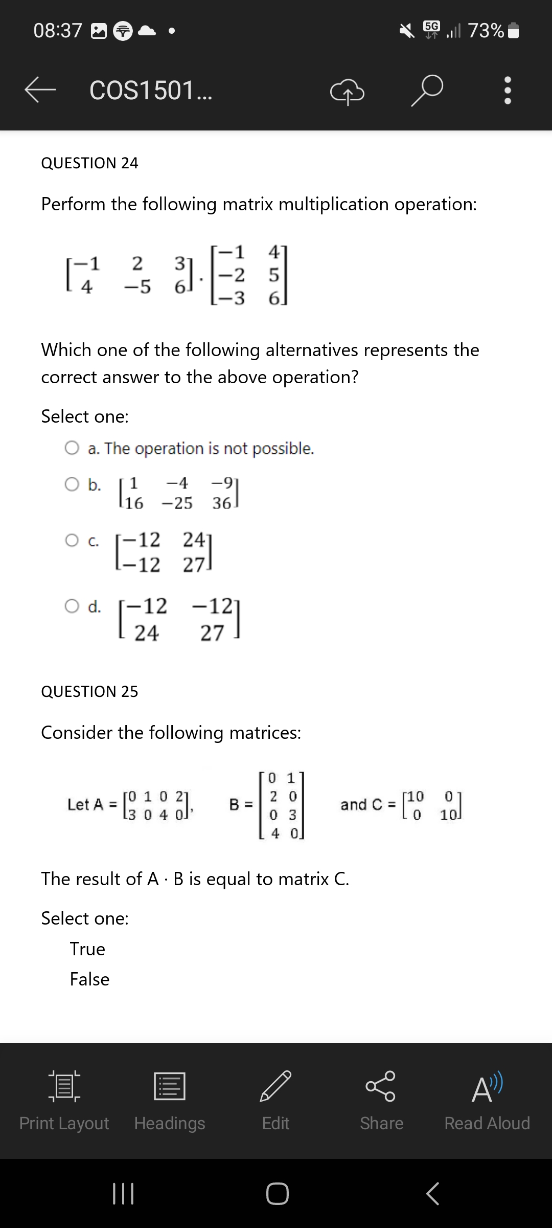 Solved Perform The Following Matrix Multiplication | Chegg.com