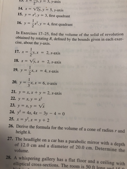 Solved 13. x--y, y = 3, y-axis 2 14. x = V2, y = 5, y-axis | Chegg.com