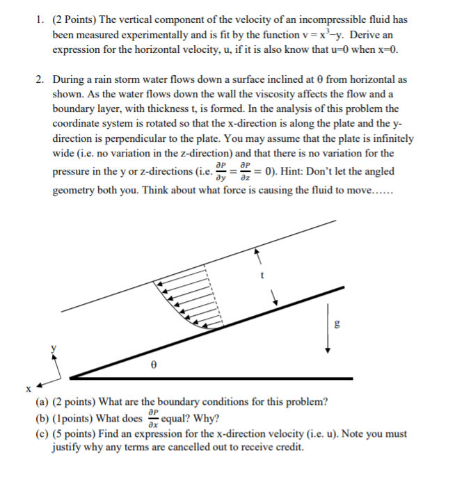 Solved 1. (2 Points) The vertical component of the velocity | Chegg.com