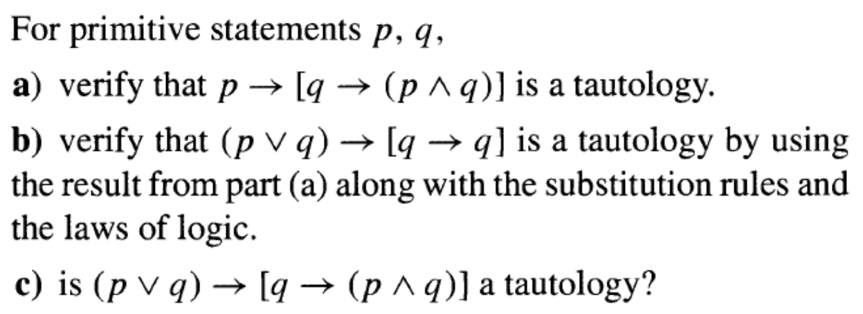 Solved For primitive statements p,q a) verify that | Chegg.com