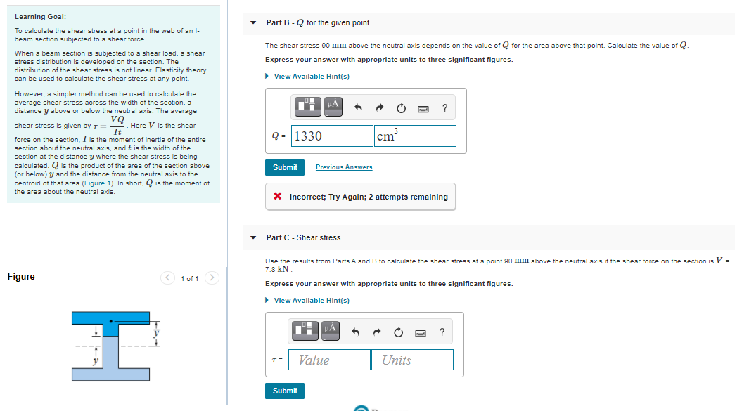 Solved Learning Goal: To calculate the shear stress at a | Chegg.com