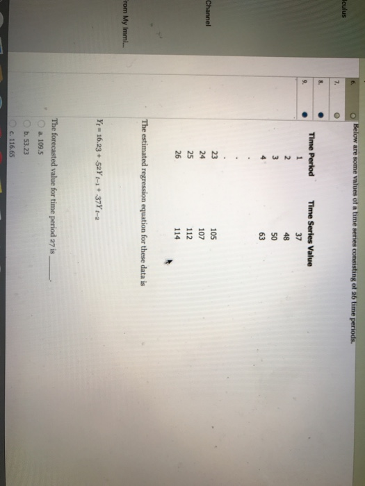 Solved 2. For the following time series, you are given the | Chegg.com