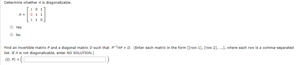 Solved Determine whether A is diagonalizable 1 0 1 A0 11 11 | Chegg.com