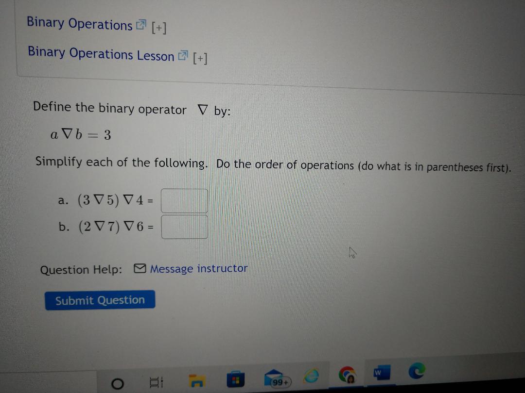 Solved Binary Operations [3[+] Binary Operations Lesson | Chegg.com