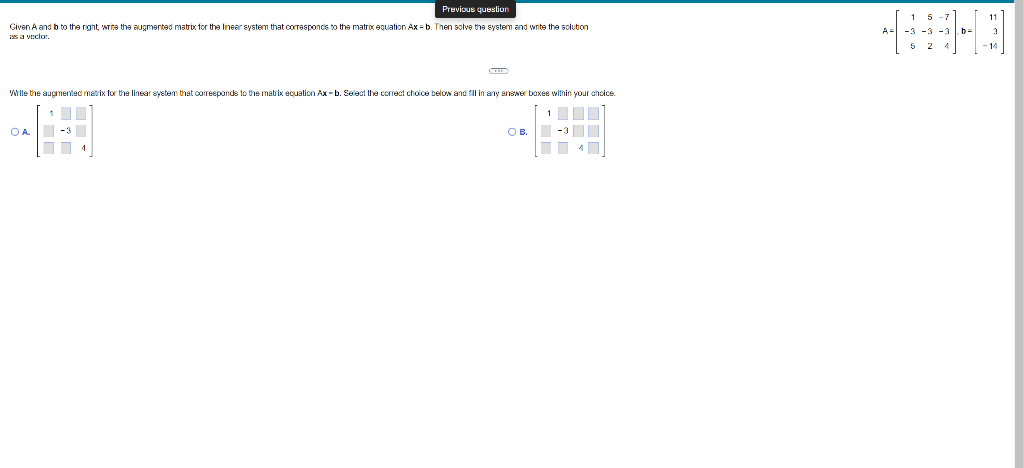 Solved Previous question Given A and b to the ngnt write the | Chegg.com
