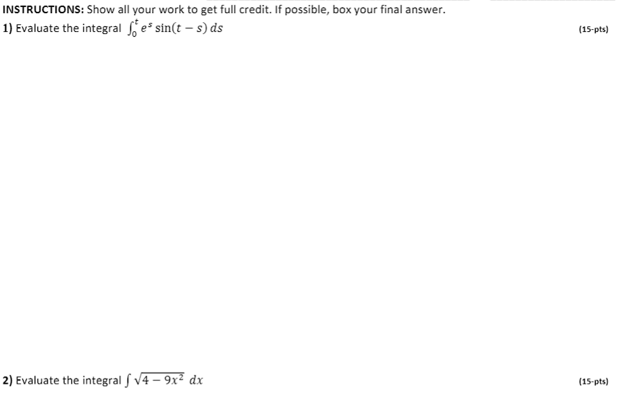 Solved INSTRUCTIONS: Show all your work to get full credit. | Chegg.com