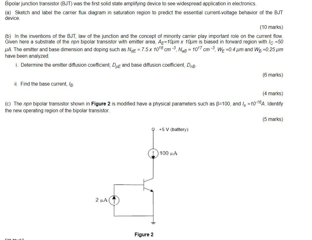 Solved Bipolar junction transistor (BJT) was the first solid | Chegg.com