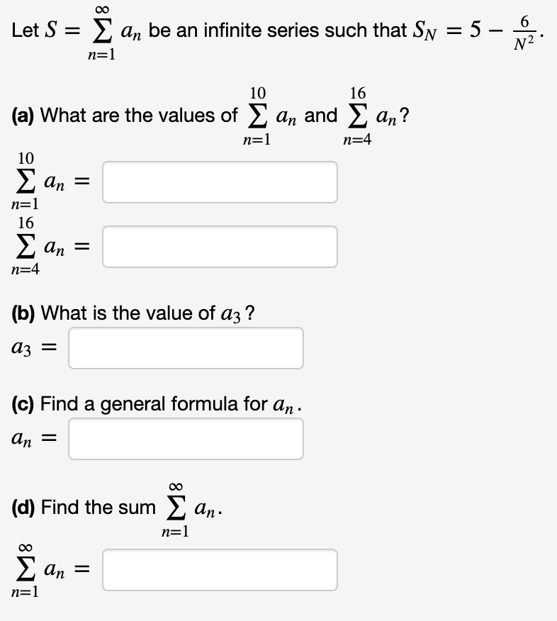 Solved 6 E An Be An Infinite Series Such That Sw Let S N Chegg Com